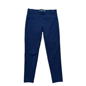 Betabrand Women's Blue Dress Pant Stretch Ponte Tapered Leg Pull On M PETITE